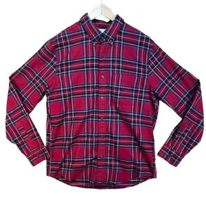 Abercrombie & Fitch Mens Red Plaid Cotton Long Sleeve Button Down Soft Flannel M